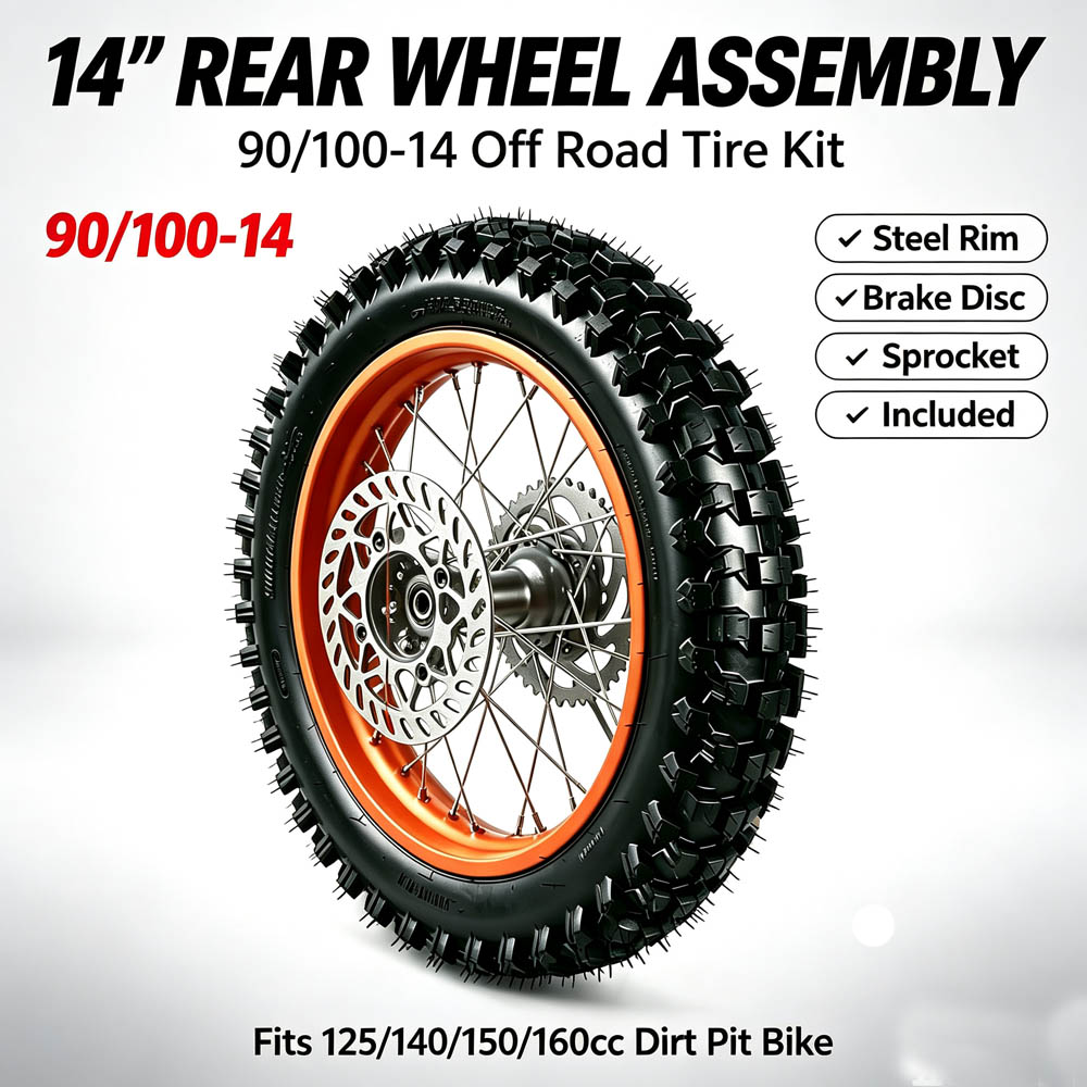 Road Bike Tire - 14-дюймовое заднее колесо в сборе 90/100-14,